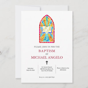 Modern Minimalist Church Glass mosaic bible Invitation