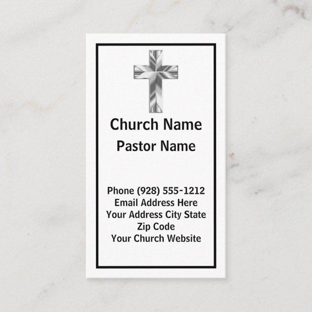 Modern Minimalist Church Pastor Business Cards (Front)