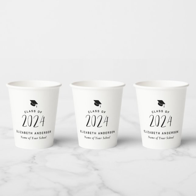 Modern Minimalist Class of 2024 Graduation Party Paper Cups (Multi)