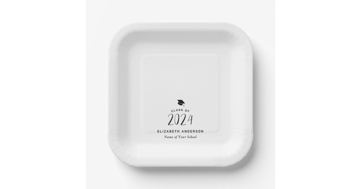 Modern Minimalist Class of 2024 Graduation Party Paper Plates | Zazzle