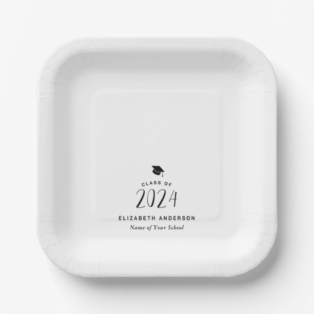 Modern Minimalist Class of 2024 Graduation Party Paper Plates (Front)
