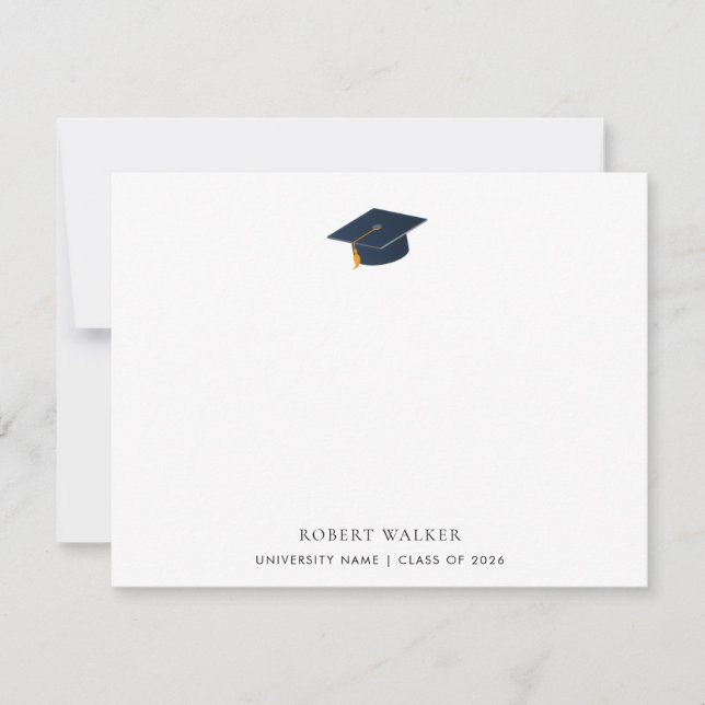 Modern Minimalist Class of 2026 Grad Hat Note Card (Front)