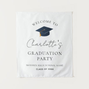 Modern Minimalist Class of 2026 Grad Hat Tapestry
