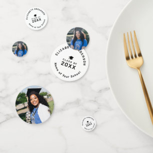 Modern Minimalist Class of 2026 Graduation Photo Confetti