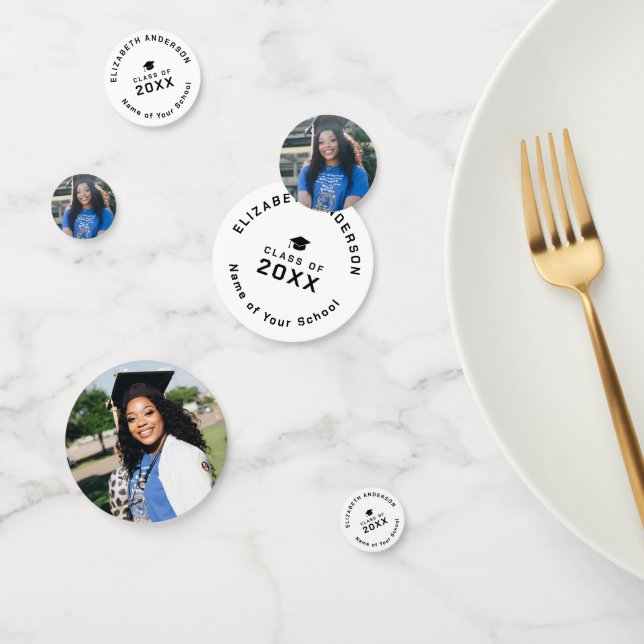 Modern Minimalist Class of 2026 Graduation Photo Confetti (Group)