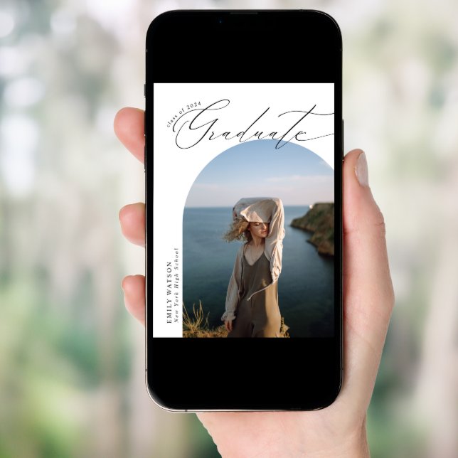 Modern Minimalist Classic Arch Photo Graduation Invitation (Front Digital)