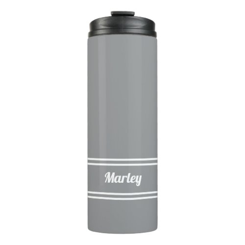 Modern Minimalist Classic Custom Name Gray White  Thermal Tumbler