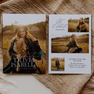 Modern Minimalist Classic Full Photo Graduation Invitation