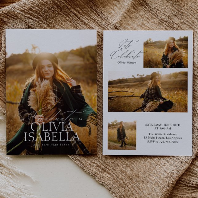 Modern Minimalist Classic Full Photo Graduation Invitation (Creator Uploaded)