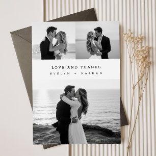Modern Minimalist Classic Photo Collage Wedding Thank You Card
