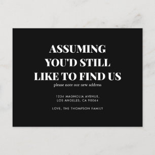 Modern Minimalist Classic Typography Black Moving Announcement Postcard