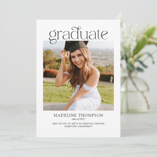 Modern Minimalist Classy Photo Collage Graduation Invitation | Zazzle