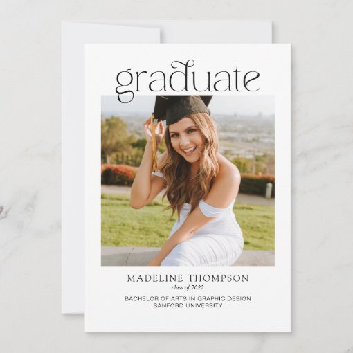 Modern Minimalist Classy Photo Collage Graduation Invitation | Zazzle