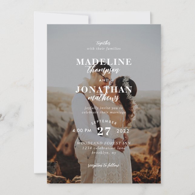 Modern Minimalist Classy Photo Wedding Invitation (Front)