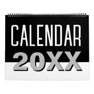 Modern Minimalist Clean Black and White 2027 Calendar