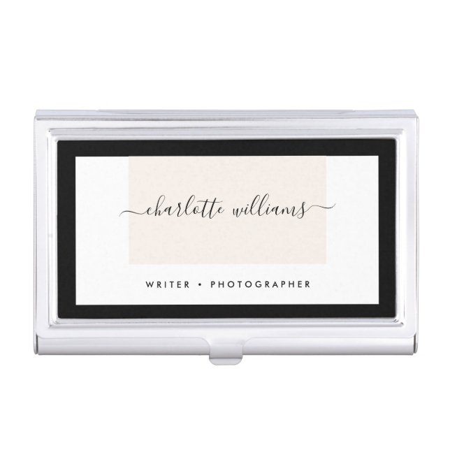 Modern Minimalist Clean Layout Elegant Calligraphy Business Card Case (Front)
