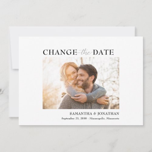 Modern Minimalist Clean Photo Change the Date Save The Date