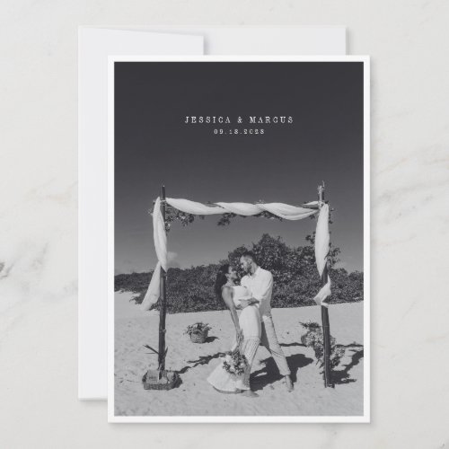 Modern Minimalist Clean Photo Wedding Thank You Card