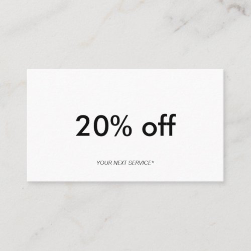 Modern Minimalist Clean Typography Layout Discount Business Card