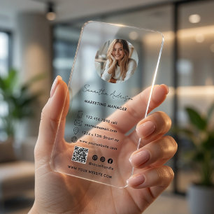 Modern Minimalist Clear Acrylic Card with Photo Business Cards
