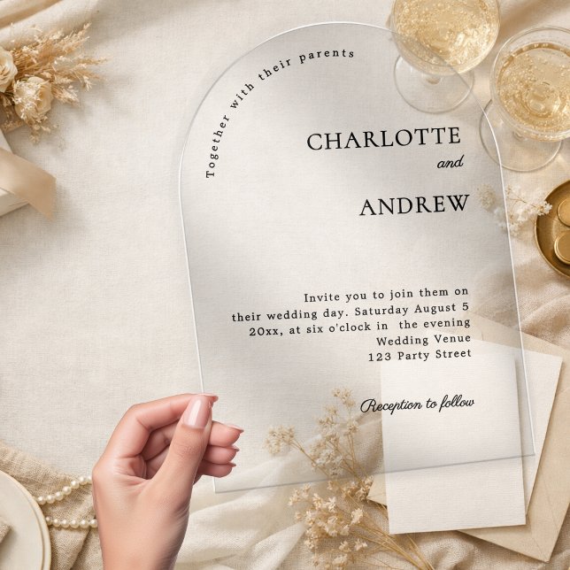 Modern minimalist clear luxury wedding acrylic invitations (Creator Uploaded)