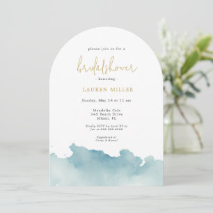 Modern Minimalist coastal waves Bridal Shower Invitation