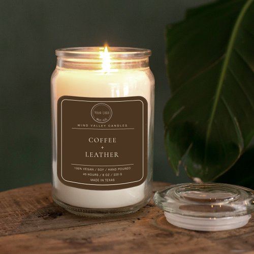 Modern minimalist coffee leather logo candle label