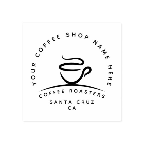 Modern Minimalist Coffee Shop Logo Rubber Stamp