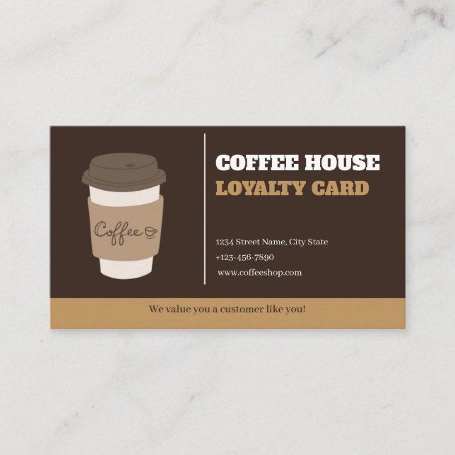 Modern Minimalist Coffee Shop Loyalty Card Templat (Front)