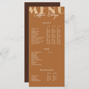 Modern Minimalist Coffee Shop Menu