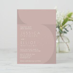Modern Minimalist Color Block Mauve Chic Wedding Invitation