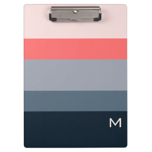 Modern Minimalist Color Block Monogrammed Clipboard