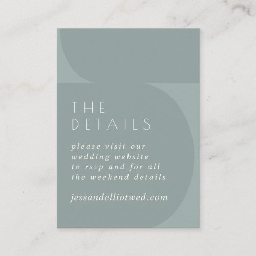 Modern Minimalist Color Block Teal Wedding RSVP  Enclosure Card
