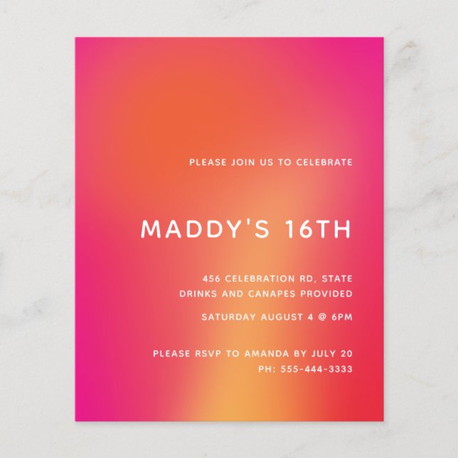 Modern Minimalist Colorful Abstract Sweet 16 Invit (Front)
