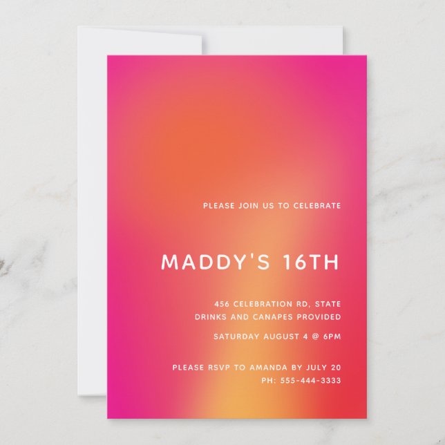 Modern Minimalist Colorful Abstract Sweet 16 Invitation (Front)