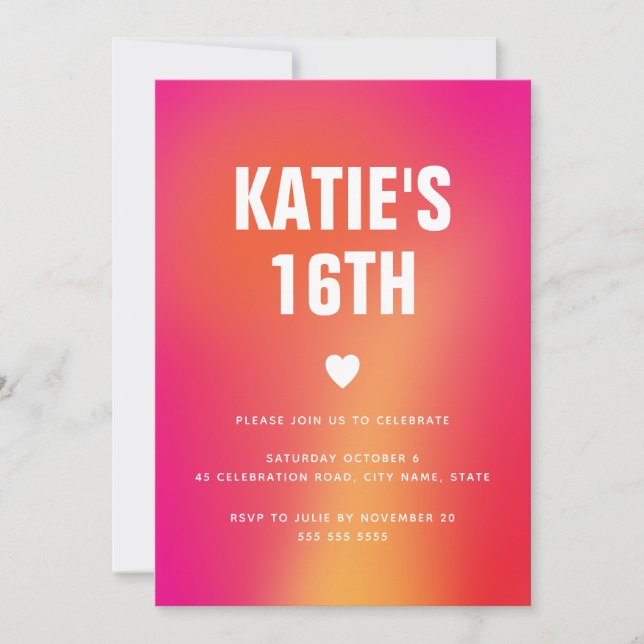 Modern Minimalist Colorful Abstract Sweet 16 Invitation (Front)