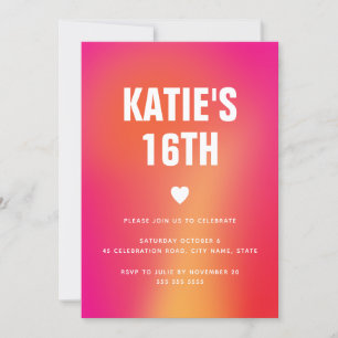 Modern Minimalist Colorful Abstract Sweet 16 Invitation