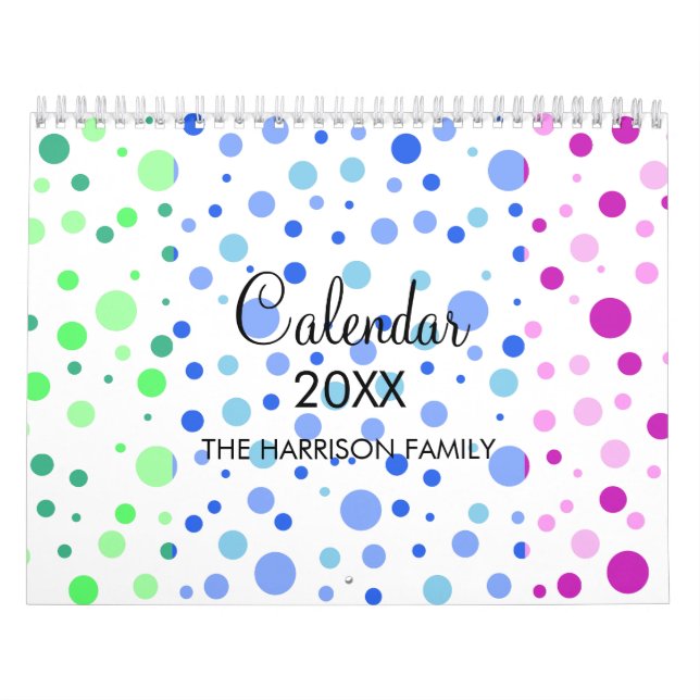 Modern Minimalist Colorful Polka Dot Pattern Calendar (Cover)