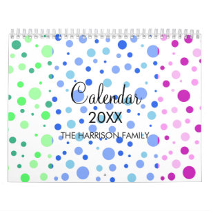Modern Minimalist Colorful Polka Dot Pattern Calendar