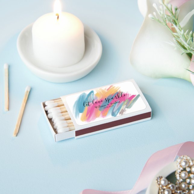 Modern Minimalist Colorful Wedding Matchboxes (Insitu)