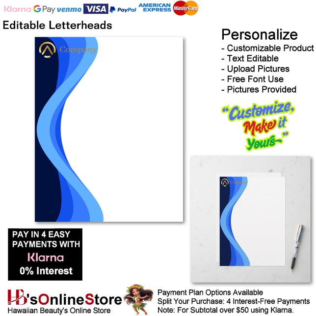 Modern Minimalist Company Blue White Business Letterhead (Modern Minimalist Company Blue White Business Letterhead.)