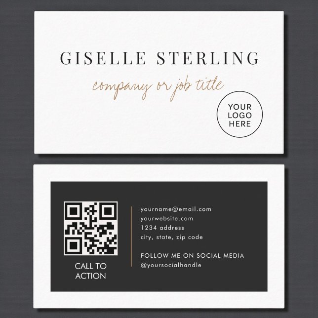 Modern Minimalist Company Logo QR Code Business Card (Creator Uploaded)