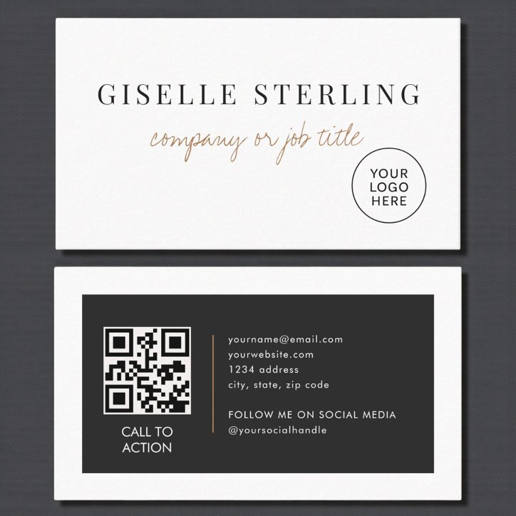 Modern Minimalist Company Logo QR Code Business Card