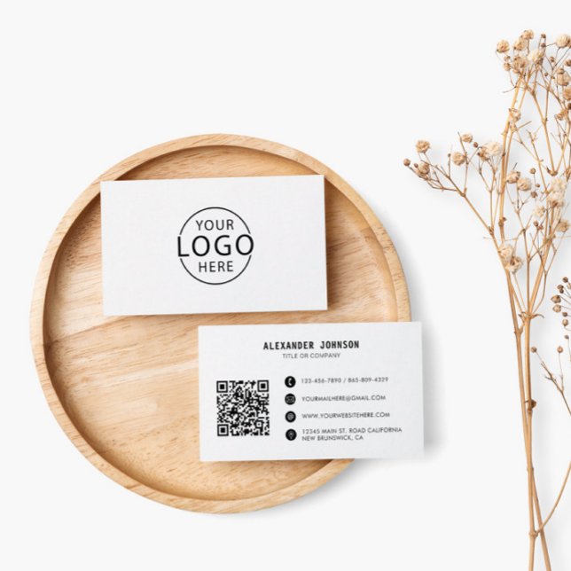 Modern Minimalist Company Logo QR Code Business Card (Creator Uploaded)