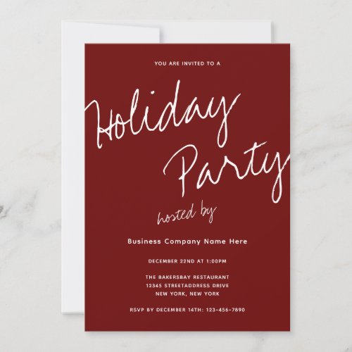Modern Minimalist Company Typography Holiday Party Invitation