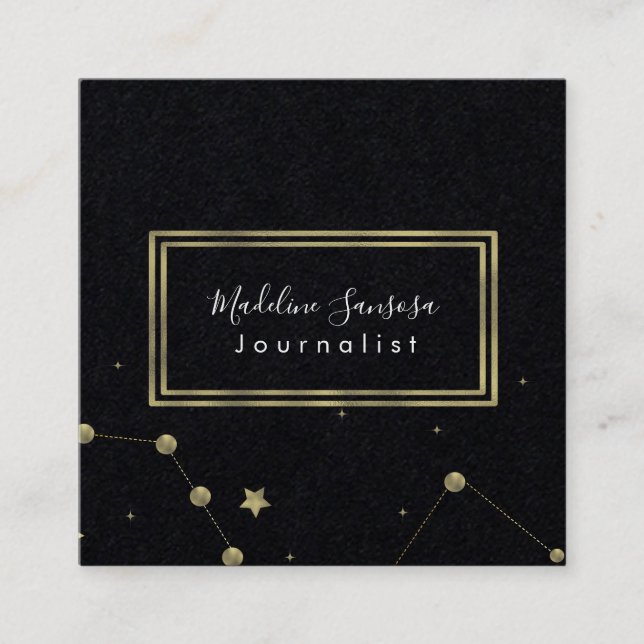 Modern Minimalist Constellation Gold Square Business Card (Front)