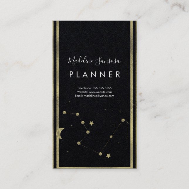 Modern Minimalist Constellation Gold Vertical Business Card (Front)