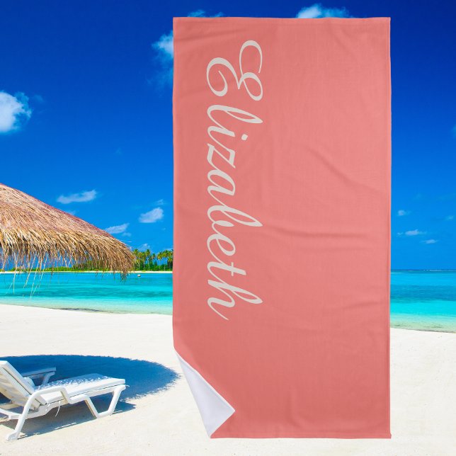 Modern Minimalist Cool Stylish Elegant Script Beach Towel (Creator Uploaded)