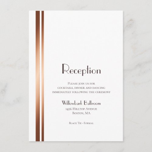 Modern Minimalist Copper Border Wedding Reception Enclosure Card