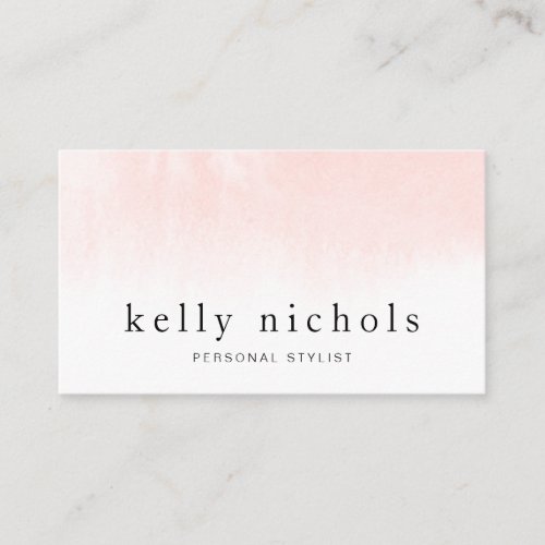 Modern minimalist coral abstract watercolor ombre business card